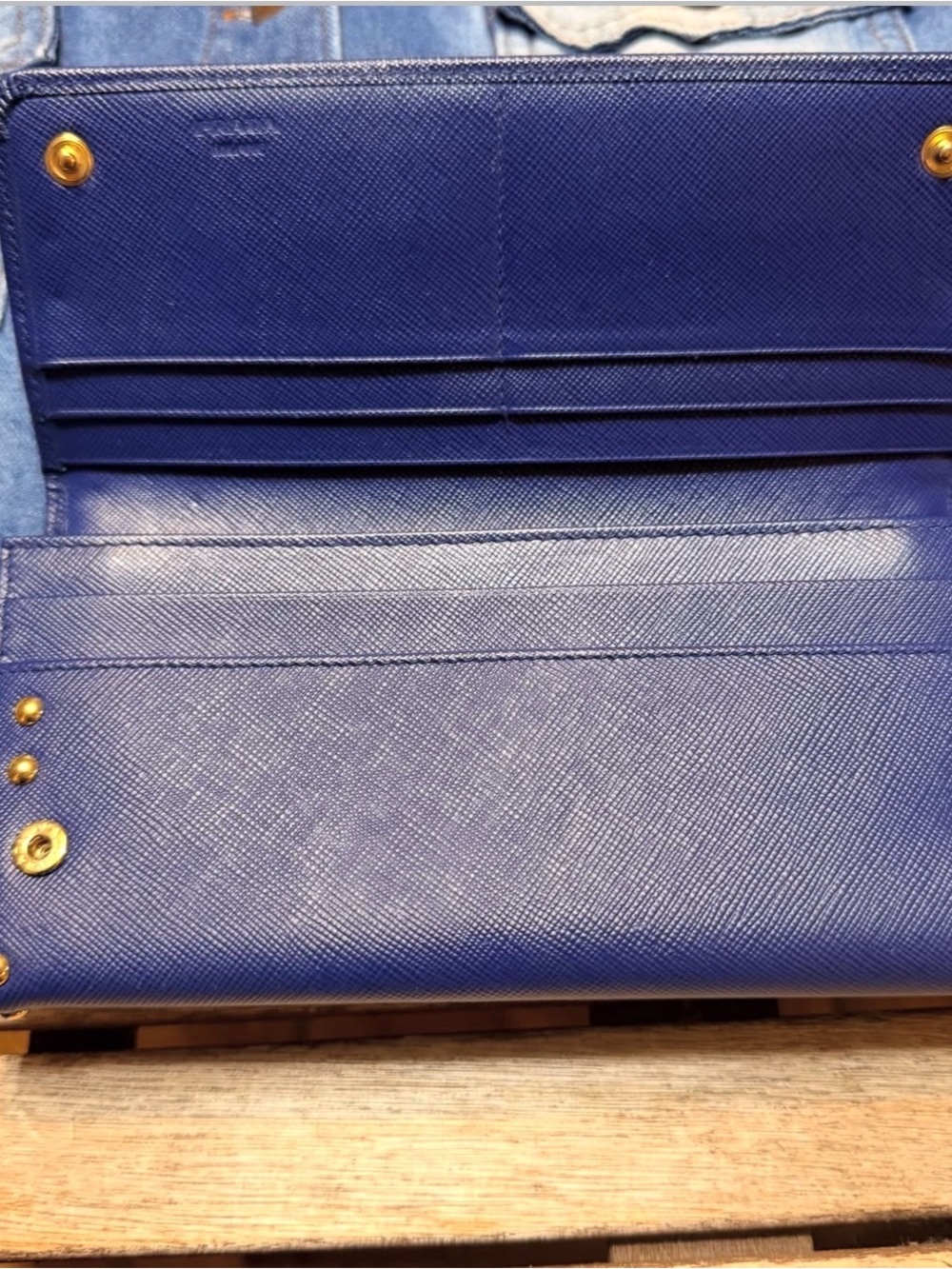 Authentic Prada Blue Studded Saffiano Wallet w/ COA & unbranded Chain 💙✨ - Picture 4 of 6